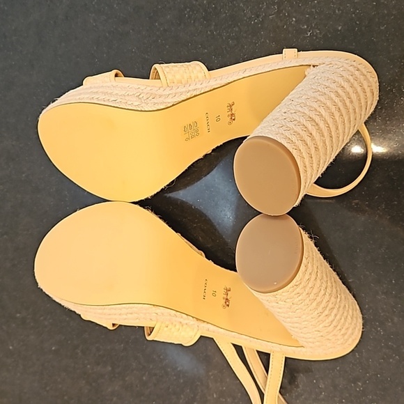 💕COACH💕 Talina Platform Raffia Espadrille Sandal ~ Neutral 10 New without Box - Picture 15 of 16